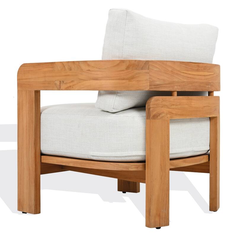 SAFAVIEH Couture Achilles Teak Patio Chair - 30"W x 30"D x 26"H