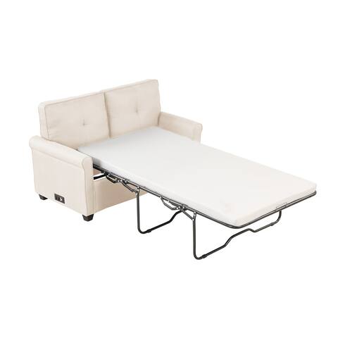 Traditional Loveseat Sleeper with USB, Oat Gray