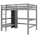 preview thumbnail 15 of 13, Wood Loft Bed w/Slats Support, Full Size Bed Frame with Multifunction Shelves, Full-length Guardrail and Under-bed Desk