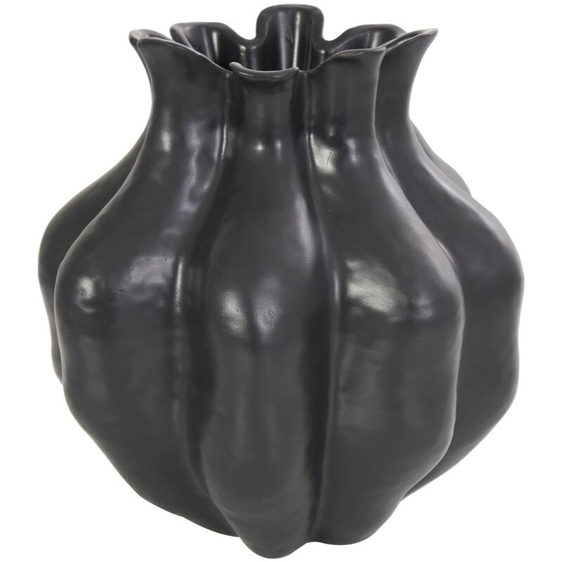 Resin Abstract Tulip Shaped Vase - Set of 2 Black - Roche River Decor - 9"W x 10"L x 10"H