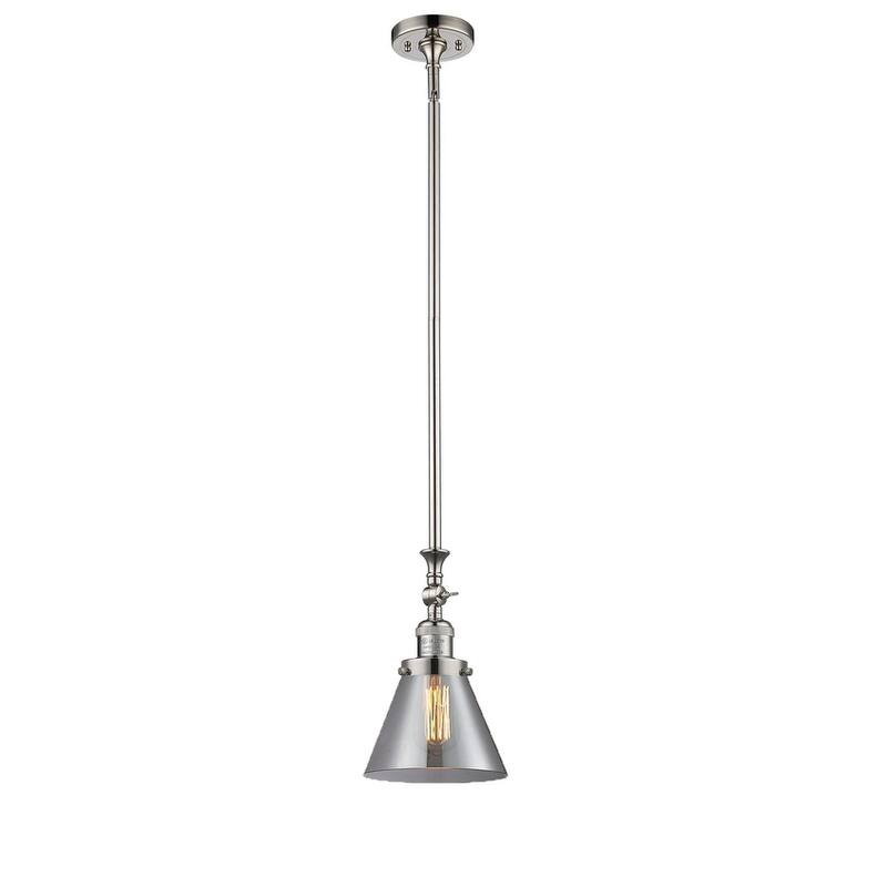 Innovations Lighting Large Cone 8" Wide Adjustable Mini Pendant - Polished Nickel / Smoked