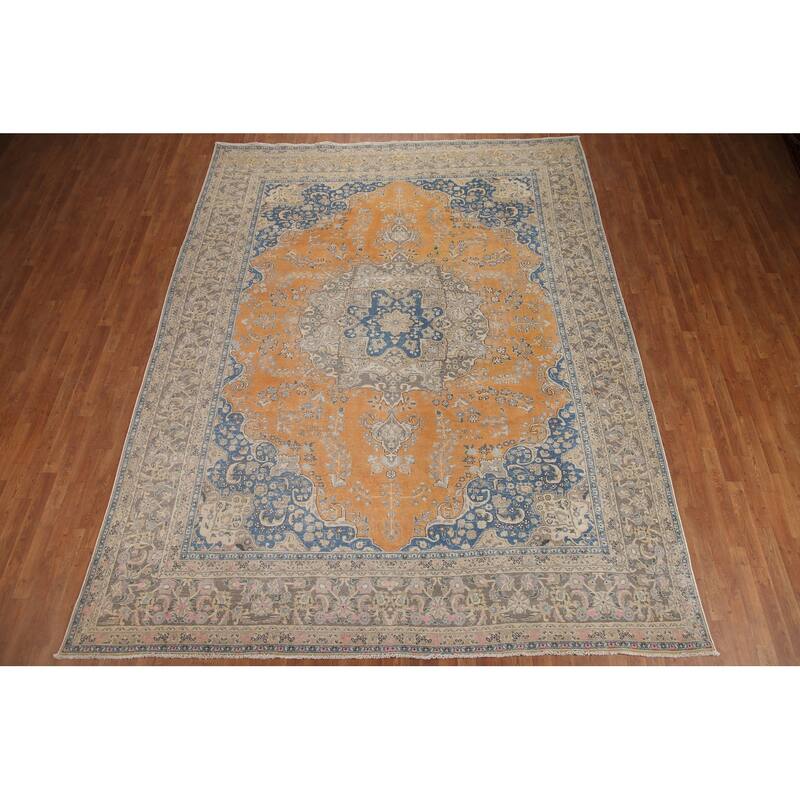 Hand Knotted Oriental 100% Wool Carpet Traditional Floral Oranges & Rust Mashad Area Rug - 12' 3'' X 9' 5''