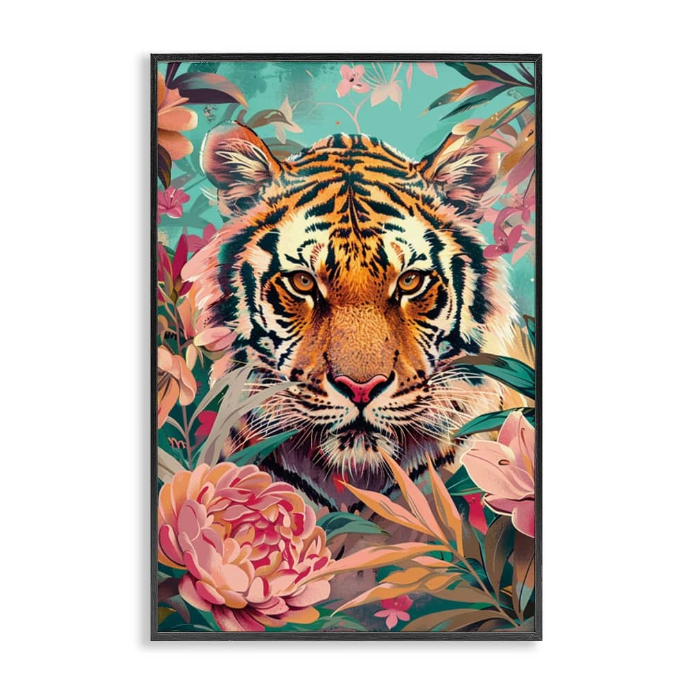 Stupell Fierce Tiger In Waiting Framed Giclee Art Design By LSR Design Studio