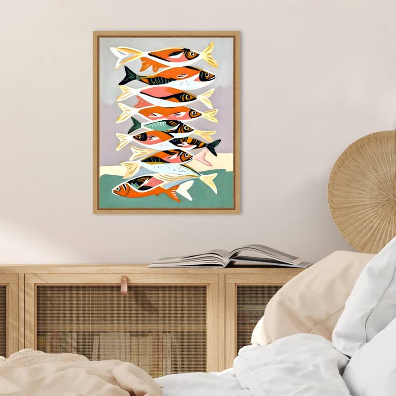 Sardines Meetup by Uma Gokhale Framed Canvas Wall Art