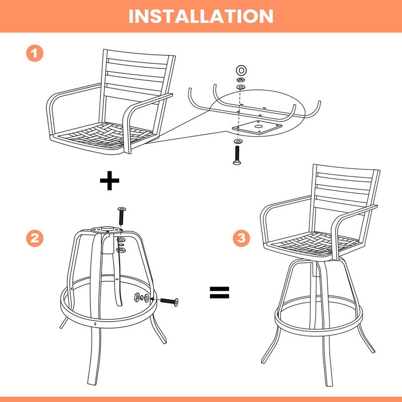 Outdoor Patio Swivel Aluminum Bar Stools Dining Chairs with Sunbrella Cushion
