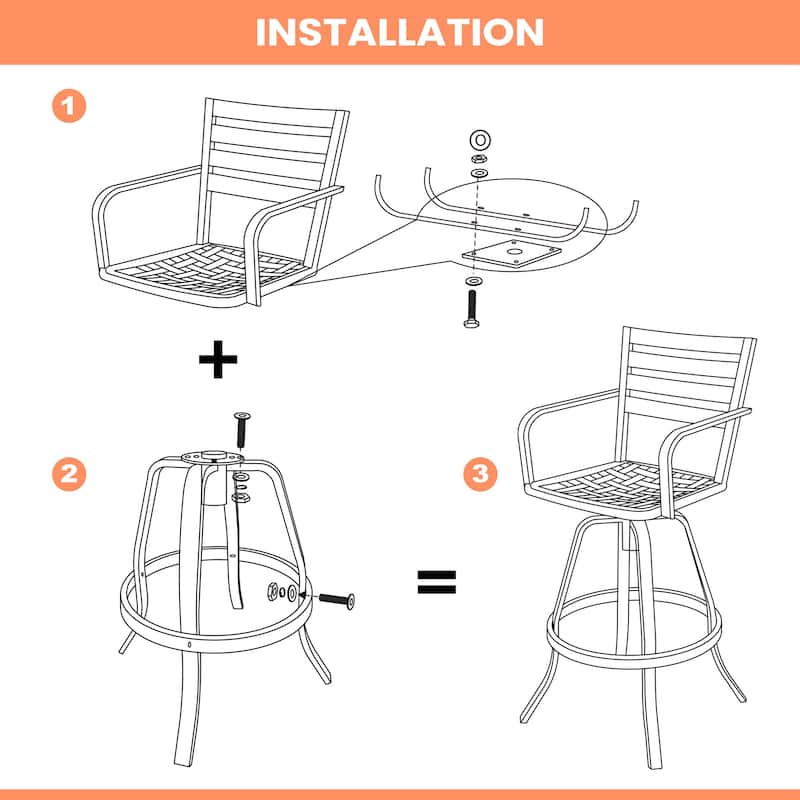 Pellebant Outdoor Patio Swivel Aluminum Bar Stools with Sunbrella Cushion - 18.51 in L x 18.51 in W x 45.28 in H