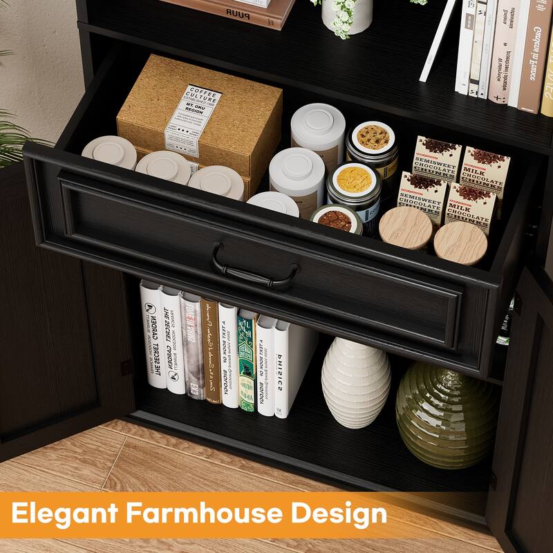 Farmhouse 25'' Kitchen Pantry Cabinet with Drawer ＆ Doors, Freestanding Cupboard with Storage Shelves for Kitchen, Dining Room
