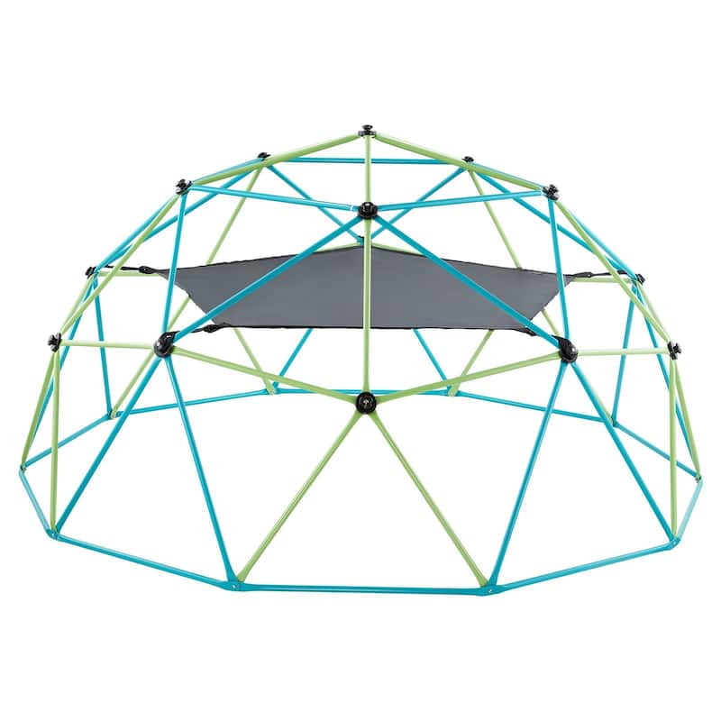 10 Feet Kids Climbing Dome Jungle Gym with Swing and Hammock Outdoor Playground for 3-10 Years - 120 x 120 x 60 in