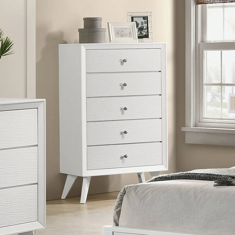 Furniture of America Kawi Modern 6-Piece White Wood Panel Bedroom Set