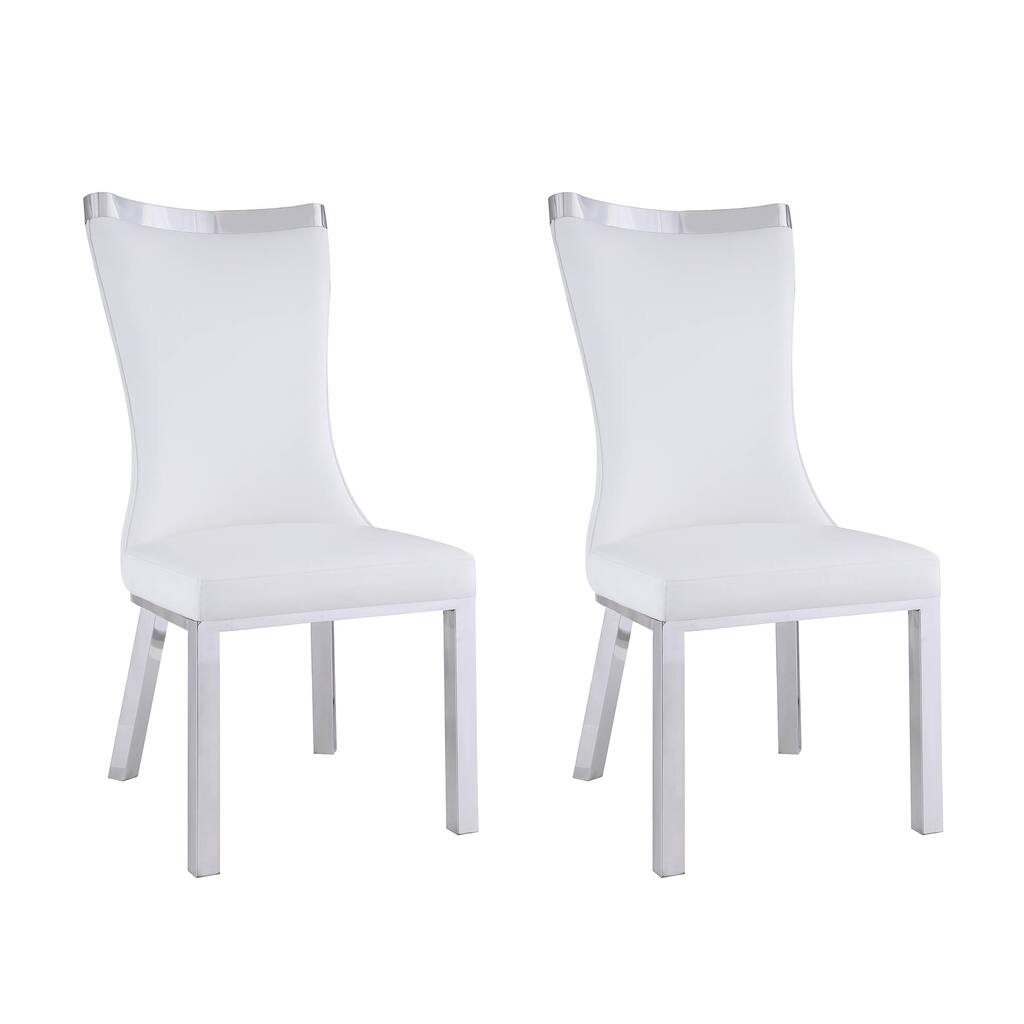 Somette Amelia Curved Back Dining Chair in White, Set of 2