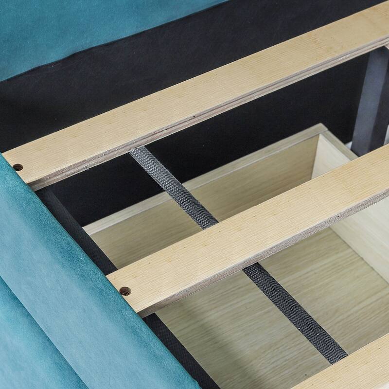 Twin Size Daybed Frame Rays Pattern Design Velvet Upholstered Daybed with 2 Drawers or Trundle, Wood Slat Support