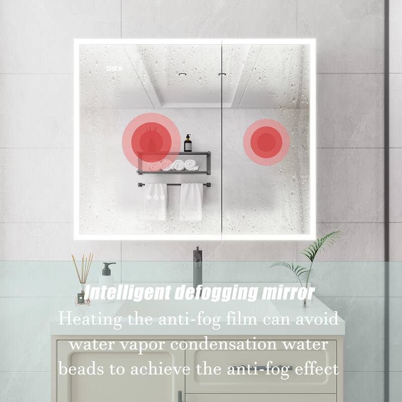 LED Medicine Cabinet with Mirror,Lighted Medicine Cabinet with Defogger, Dimmer,Surface Mount
