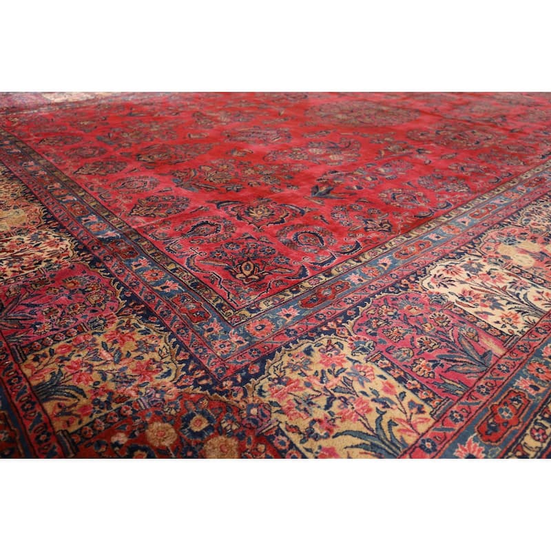 Pre-1900 Antique Sarouk Mohajeran Persian Rug Hand-Knotted Wool Carpet - 10'1"x 13'5"