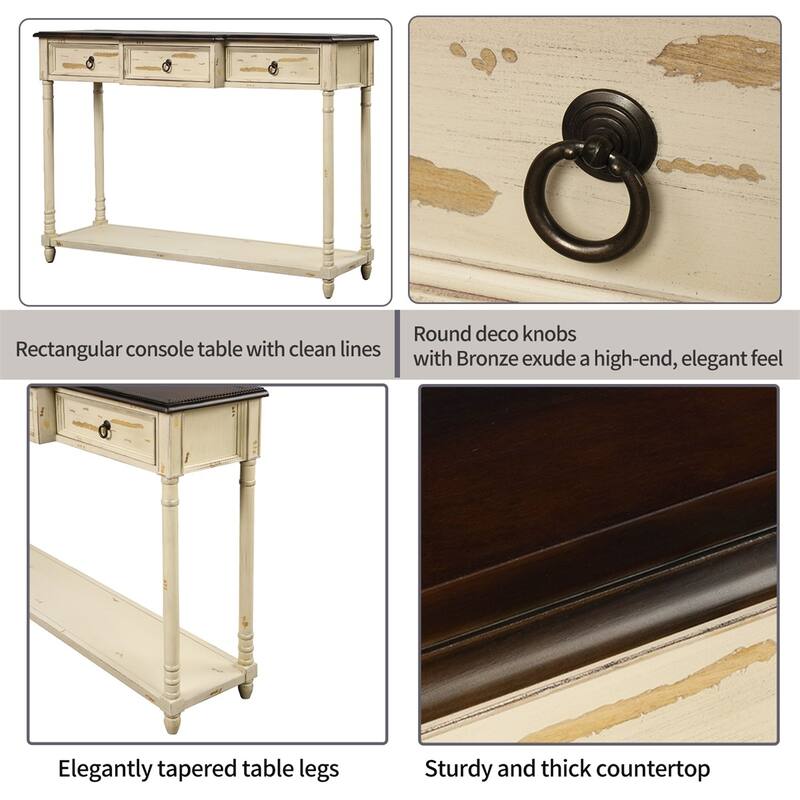 Merax Console Table Sofa Table with Projecting Drawers and Shelf for Entryway
