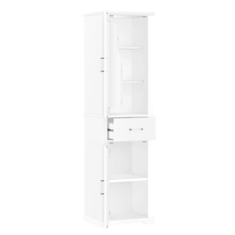 Bathroom Storage Cabinet Set of 2, Freestanding Storage Pantry with Adjustable Shelf & Racks