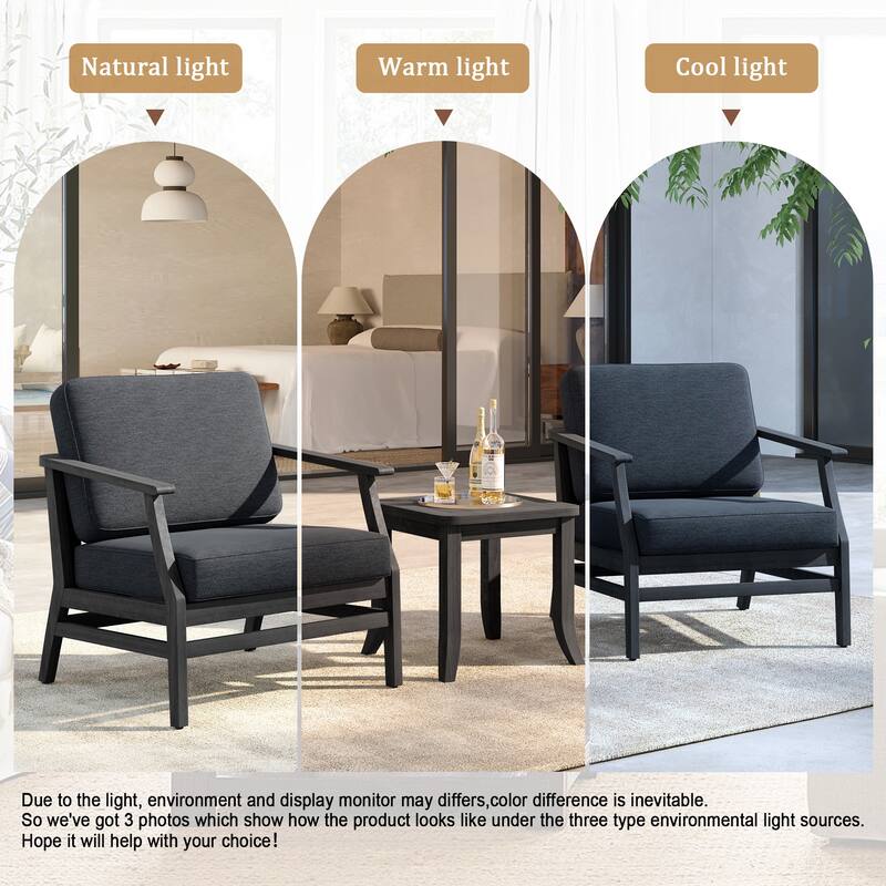 3 Set Outdoor Teak Wood Club Chairs with Side Table