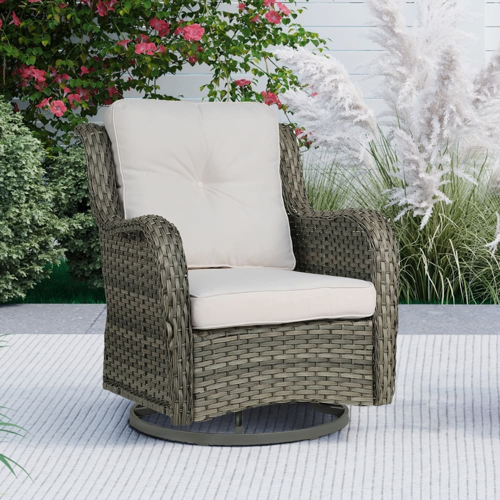 Outdoor Rattan Swivel Gliders Rocking Chair
