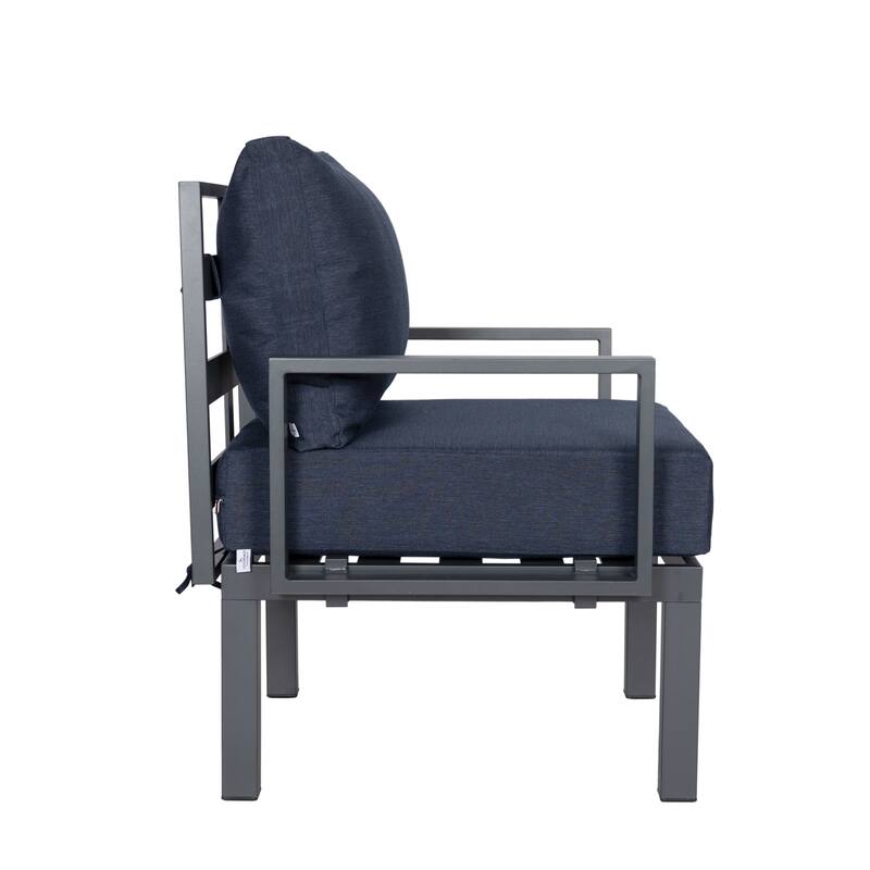 Chelsea 6-Piece Outdoor Patio Sectional Set in Black Aluminum with Removable Cushions for Backyard Garden and Patio Deck