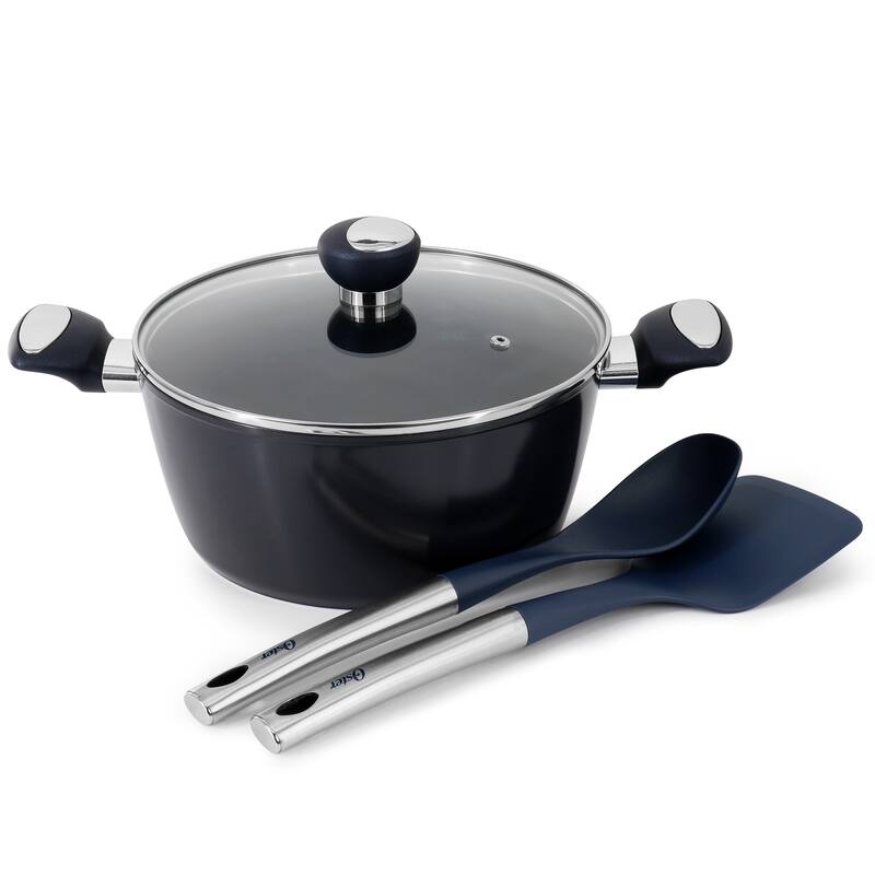 14 Piece Ceramic Nonstick Cookware Set in Dark Blue