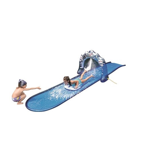 196" Blue and White "Ice Breaker" Inflatable Ground Level Water Slide