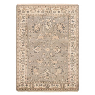ECARPETGALLERY Hand-knotted Royal Oushak Grey Wool Rug - 4'1 x 5'10