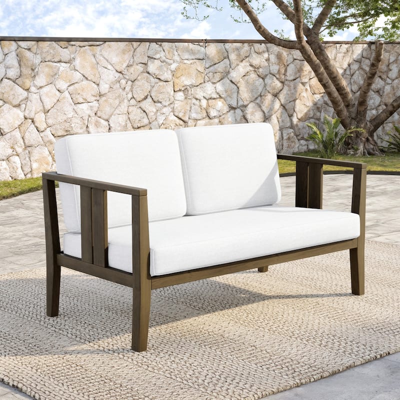 Teak Wood Weatherproof Outdoor Loveseat