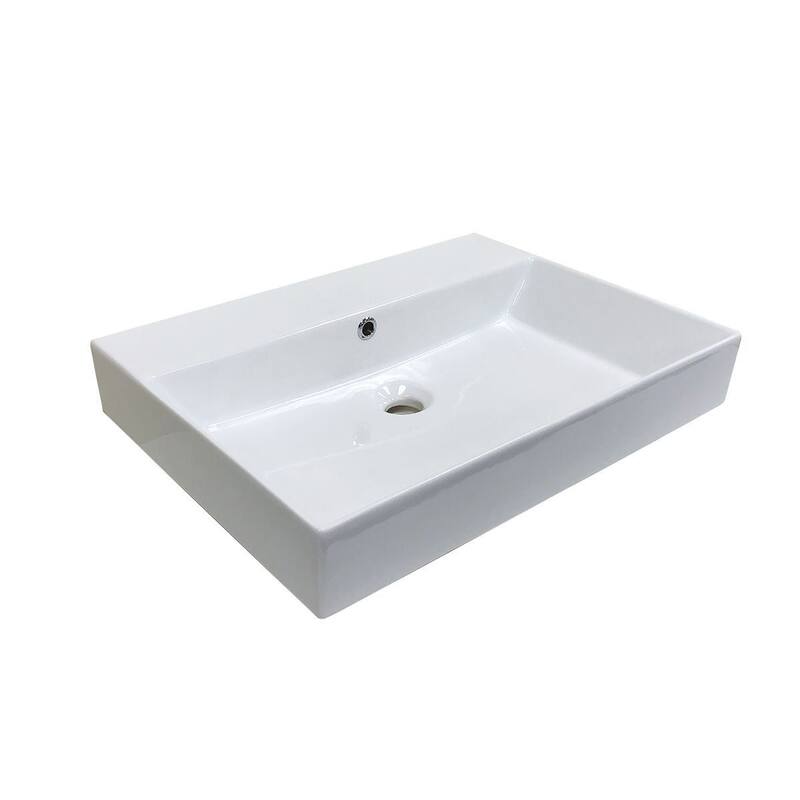 WS Bath Collections Energy 23-5/8" Rectangular Ceramic Vessel or Wall - White