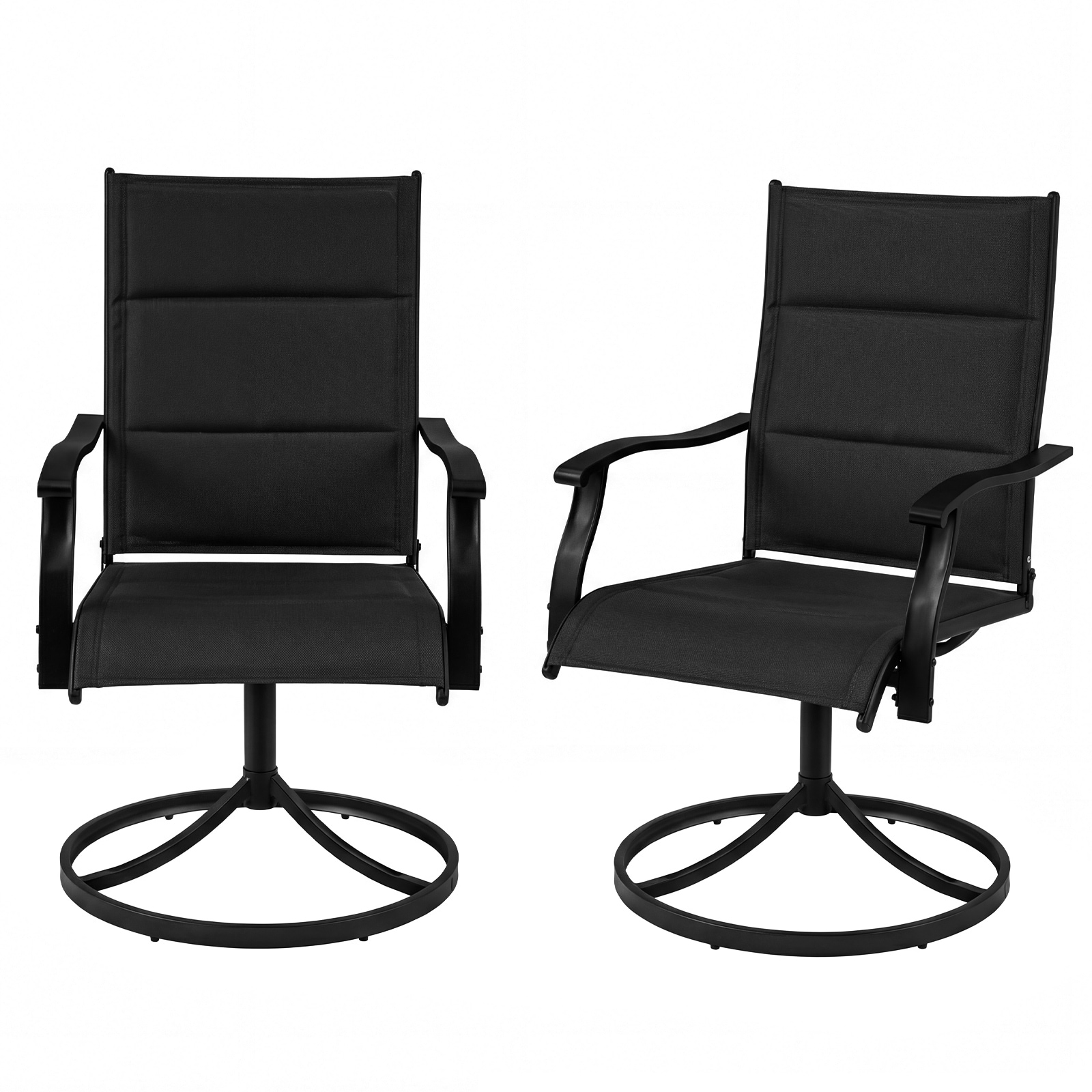 Gymax Padded Patio Swivel Chairs Set of 2 Ergonomic Outdoor Dining