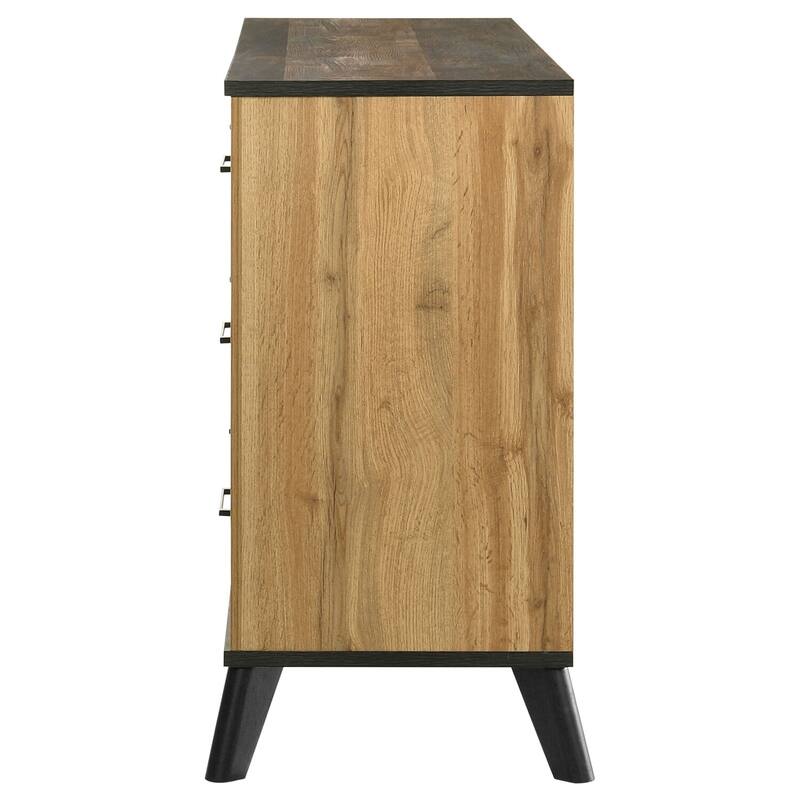 6-Drawer Natural Pine Dresser Cabinet with Rustic Modern Style, Smooth Glide Drawers, and Durable Construction