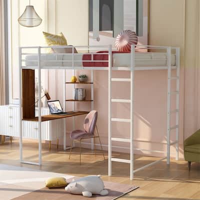 Merax Metal Full Size Loft Bed with Desk