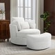 preview thumbnail 95 of 198, 41" W Oversized Accent Barrel Swivel Chair with Moon Storage Ottoman