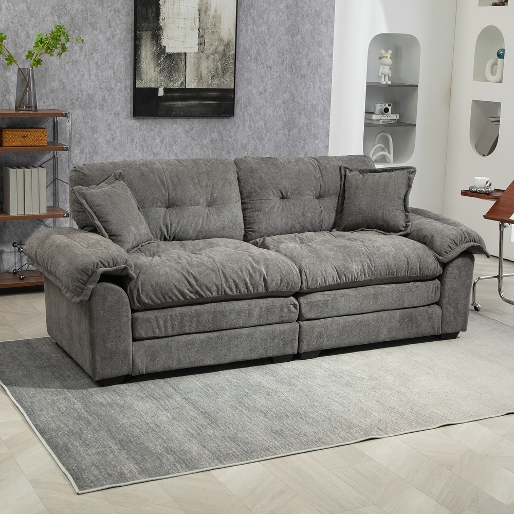 84"Chenille Sofa,Loveseat Deep Seat Sofa Couch with Pillows & Memory Foam for Living Room,Apartment,Office Lounge