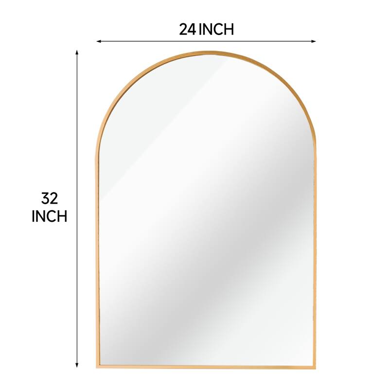 24x32 Inch Metal Framed Arched Bathrrom Mirror for Wall
