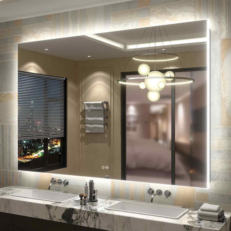 Frameless LED Backlit Anti-Fog Bathroom Vanity Mirror - 60x40