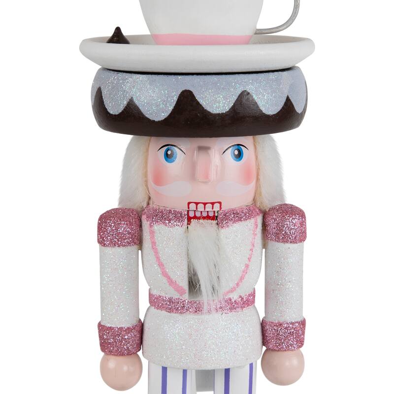 Hot Cocoa Nutcracker Christmas Figure - 10" - White and Pink