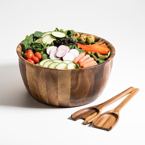 Acacia Wooden Salad Bowl Set, Large wooden salad bowl, Salad
