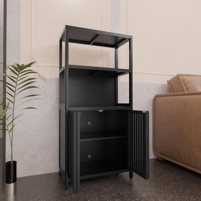 Versatile Bamboo Storage Solution: 2-Door Floor Cabinet for Bathroom, Kitchen & Entryway‌