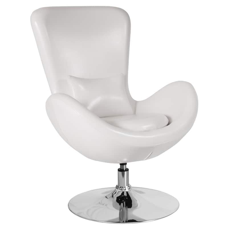 LeatherSoft Swivel Side Reception Chair with Bowed Seat