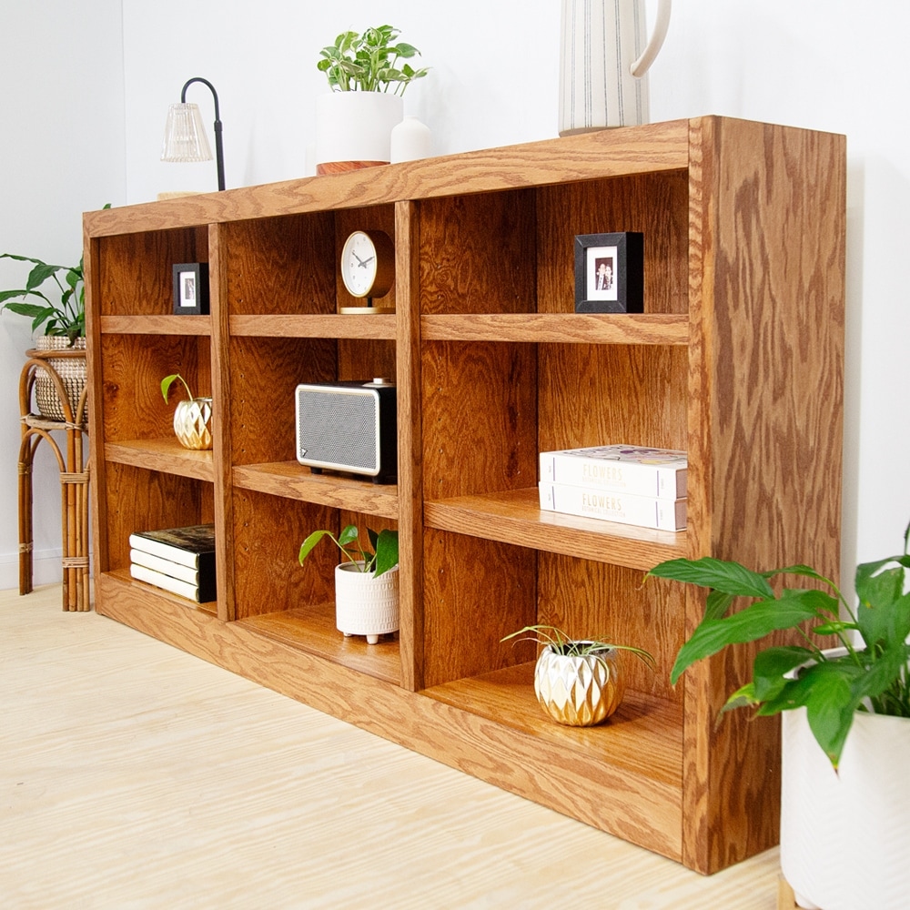 Concepts in Wood Triple Wide Wood Bookcase, 9 Shelf, 36 inch Tall