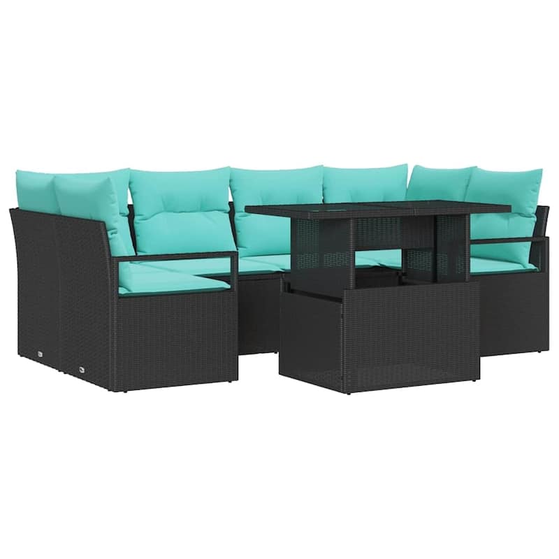vidaXL 7 Piece Garden Sofa Set with Cushions - 92.1×48×27.2