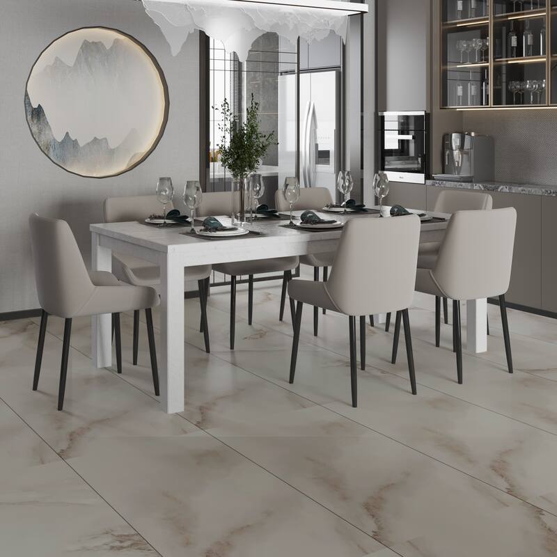 63 Inches Solid Wood Dining Table for 6, Small Kitchen Table, Dinner Table, Breakfast Table
