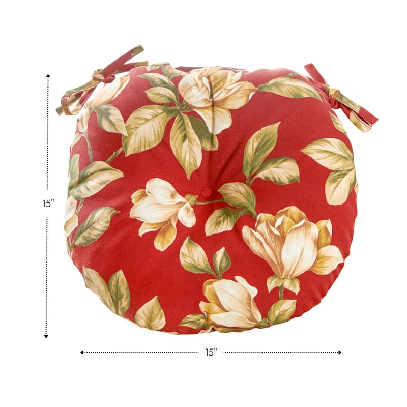 Roma Floral 15-inch Round Outdoor Bistro Chair Cushion (Set of 4)