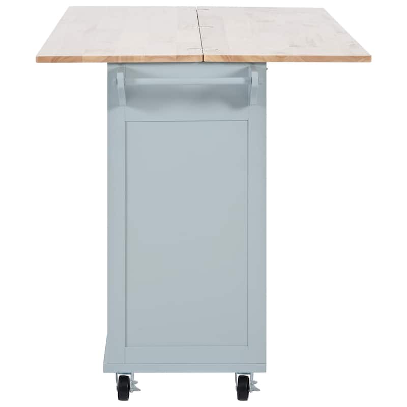 Kitchen Island with Foldable Counter Top, Kitchen Storage cart with Slide-Out Shelf, Towel Rack and Drawer
