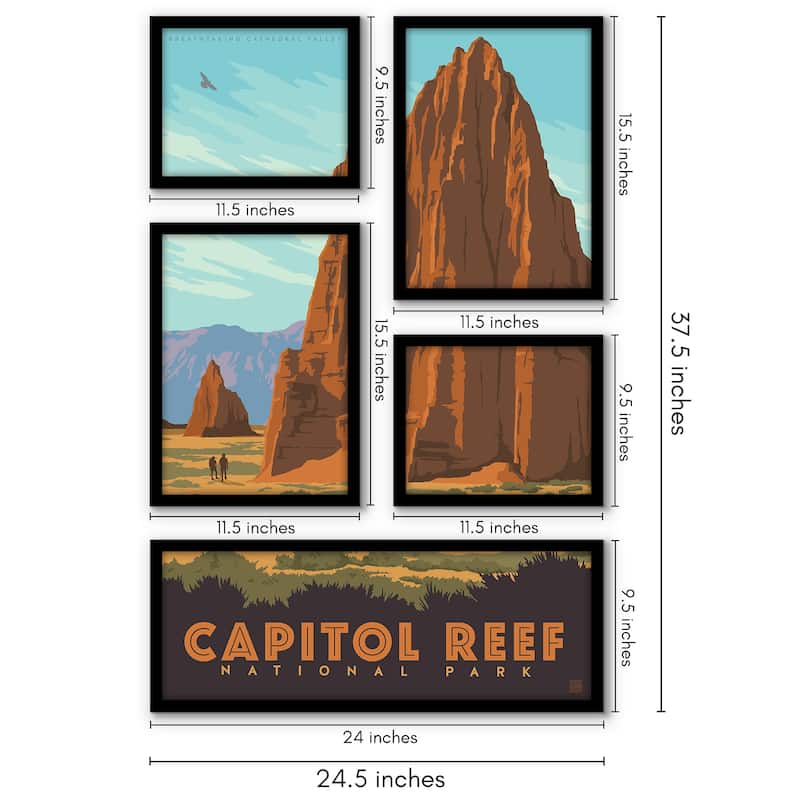 Americanflat Capitol Reef National Park Cathedral 5 Piece Grid Wall Art ...