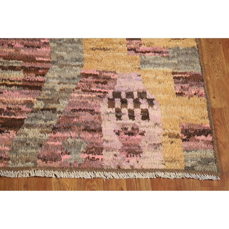 Abstract Geometric Moroccan Oriental Rug Hand-Knotted Wool Carpet - 5'3" x 6'6"