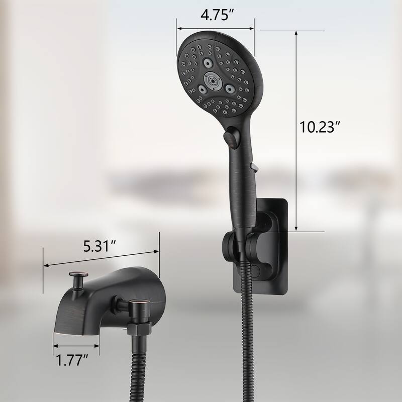 Lift-Up Diverter Tub Spout with 6 Settings Handheld Shower in Oil Rubbed Bronze (Rough-in Valve Not Included)
