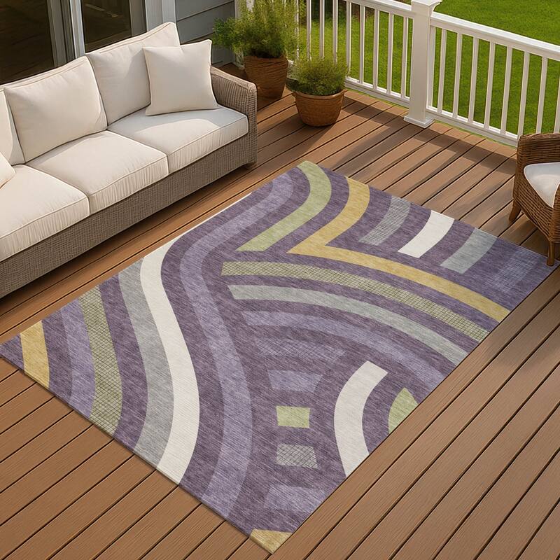 Machine Washable Indoor/ Outdoor Modern Jalen Chantille Rug