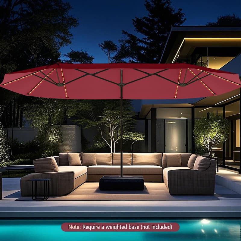 Costway 15.5 FT Extra-Large Patio Umbrella with LED Solar Lights & 12 - See Details