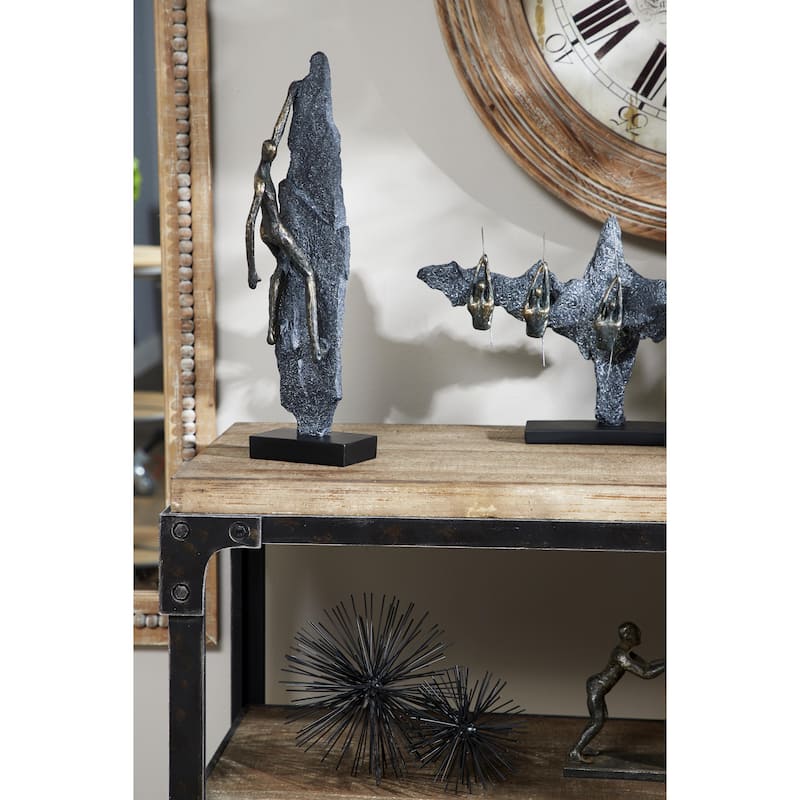 Polystone People Climbing Decorative Sculpture - Bronze - Roche River Decor
