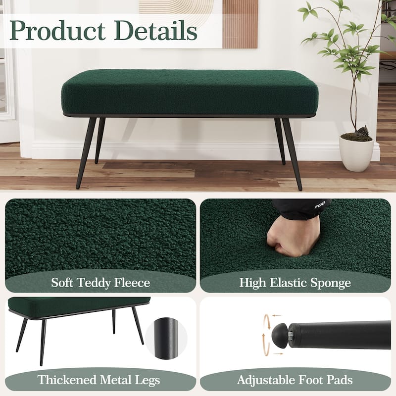 Fabric Upholstered Entryway Storage Bench, Bedroom Bench - 43.3"L x 16.54"W x 18.9"H